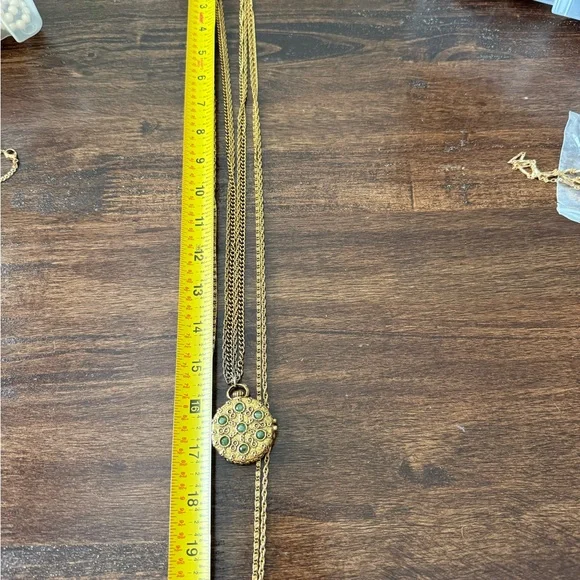 Vintage Goldette NY Multi-strand Necklace Locket Pill Box Gold With Gems - Picture 4 of 9